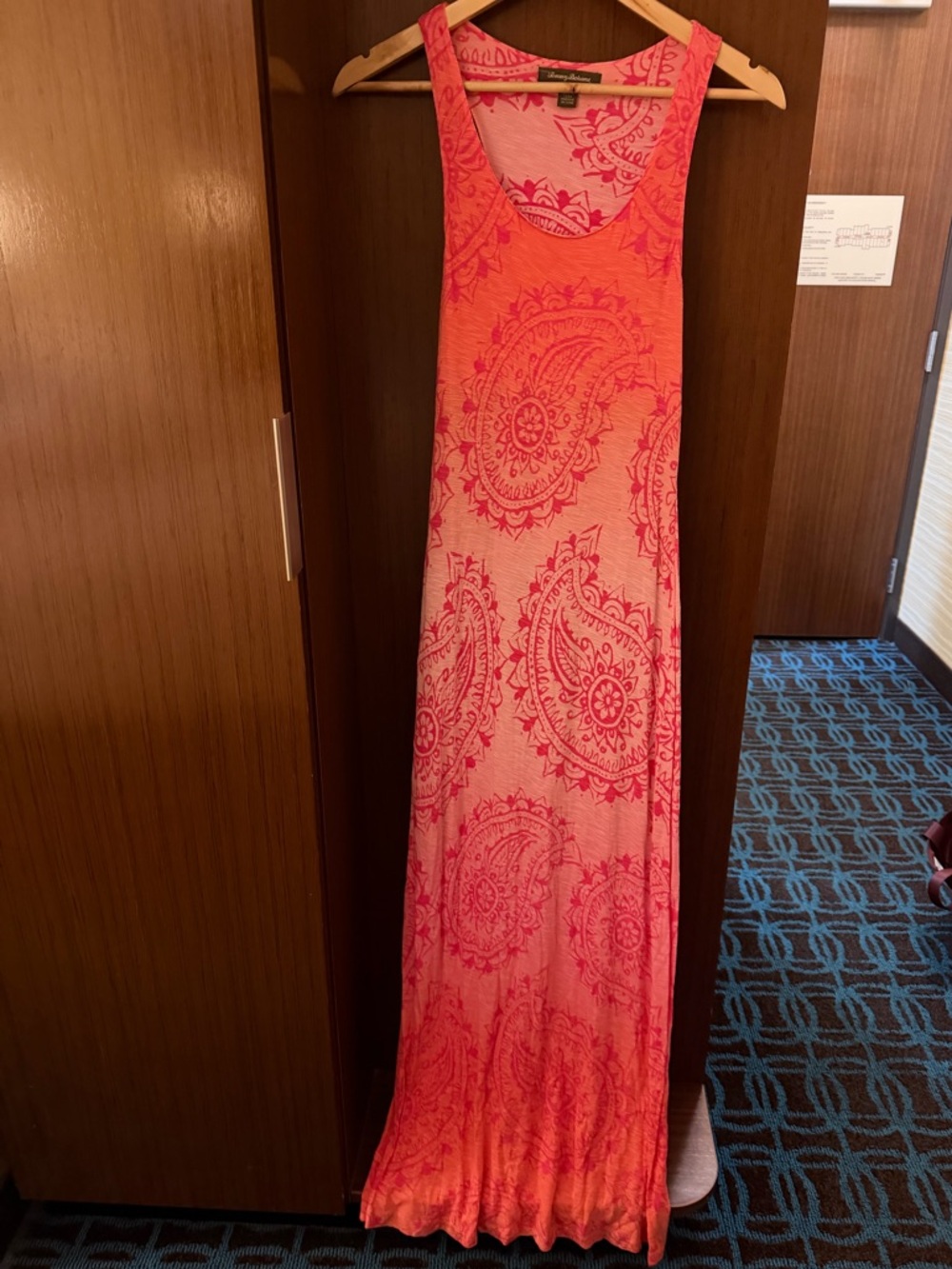 Tommy Bahama Coral and Pink Paisley Maxi Dress
